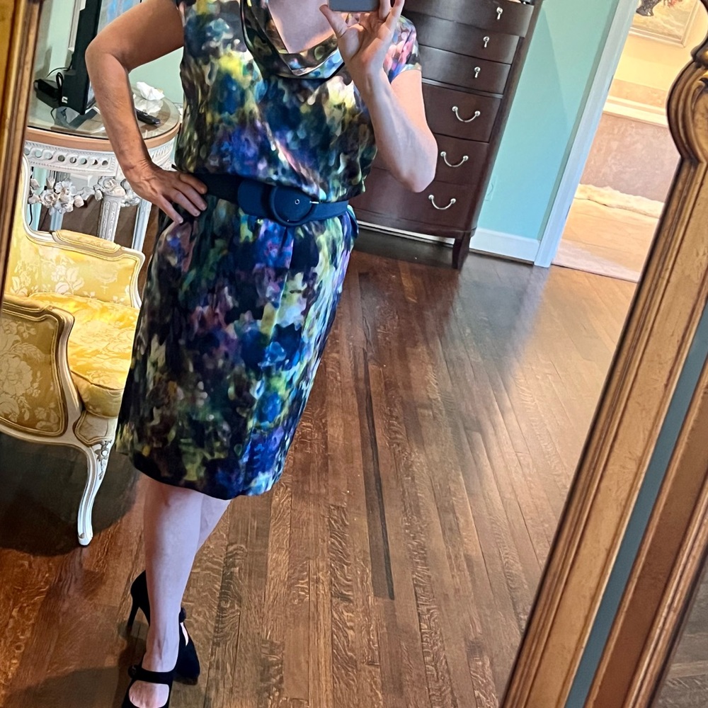 St. John watercolor print silk midi dress - Picture 9 of 13